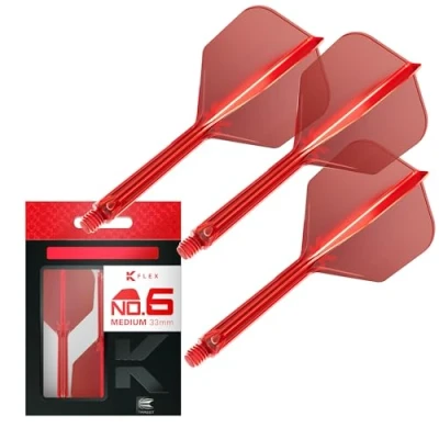 Immagine di Target Darts K Flex Integrated Dart Flight And Shaft, N. 6 Rosso (Medio) Confezione da 3 6, voli per Freccette e Stelo di precisione 2 in 1