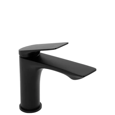 Immagine di Rea Rubinetto bagno Lavabo AVALON Black Low Miscelatore da in ottone monocomando caldo e freddo regolabile (Nero opaco)