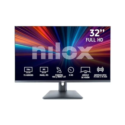 Immagine di Nilox NXM32FHD11 Monitor Gaming FullHD 32 Pollici, Frequenza 75Hz, Tempo di Risposta 5ms, Ingressi HDMI e VGA, PC con Retroilluminazione LED Angolo Visione 178