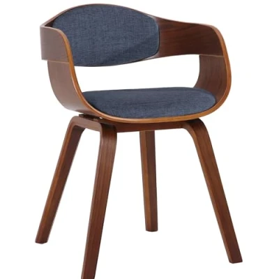 Immagine di CLP Sedia Visitatore Kingston In Tessuto I Rétro Con Braccioli Imbottita Pranzo Legno, Colore:noce/blu