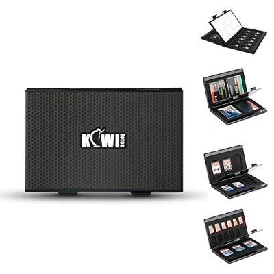 Immagine di KIWIFOTOS Custodia in metallo per schede di memoria SD, SDHC, SDXC, MicroSD, TF, CF, NS, Nintendo Switch, con 4 inserti morbida schiuma EVA intercambiabile