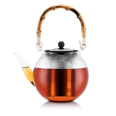 Immagine di bodum ASSAM BAMBOO 1.5 Liter Teiera automatica Trasparente, Nero, Bambù