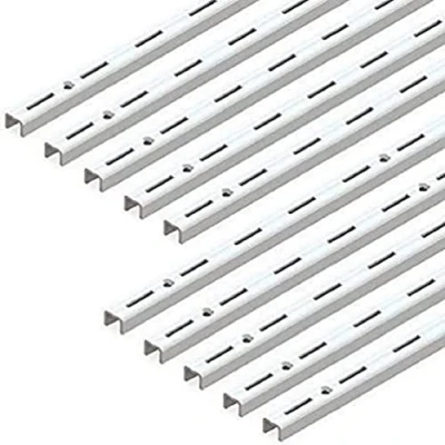 Immagine di Emuca 7907812 Profilo cremagliera perforazione semplice passo 50mm per supporti di mensola, Bianco, L 1000mm, Set 10 pezzi
