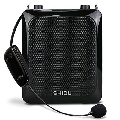 Immagine di amplificatore vocale portatile,microfono con cassa bluetooth,25W Batteria ricaricabile 2000mah SHIDU Sistema PA di voce cuffie senza fili mini per insegnanti,guida turistica,allenatori