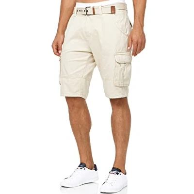 Immagine di Indicode Uomini Monroe Cargo Shorts Bermuda Pantaloncini Inclusa Cintura in Cotone Fog M