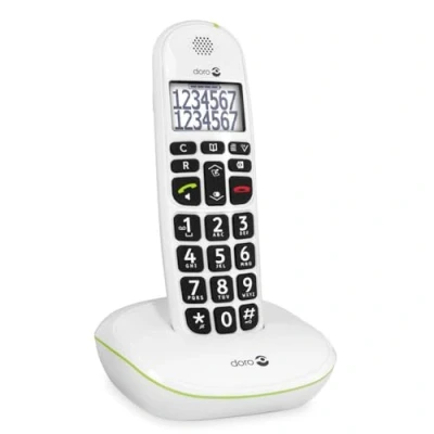 Immagine di Doro PhoneEasy 110 Telefono Cordless DECT per Anziani Portatile Fisso Casa Tasti Grandi Parlanti Interfono Audio Amplificato [Versione Italiana] (X 1 / Bianco)