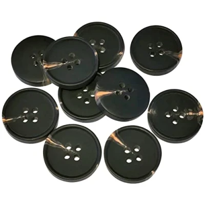 Immagine di AERZETIX C57113 Set di 10 Bottoni per cucire rotondi Ø20x4mm con 4 fori 32L L32 apertura 2mm colore nero in plastica cappotti merceria cucito abbigliamento moda maglia decorazione