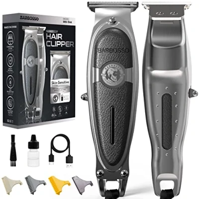Immagine di BARBOSSO rasoio da barba uomo ricaricabile tramite USB C, batteria 90 minuti, elettrico uomo, kit per la cura del viso maschile, corta, baffi, basette, testa calva