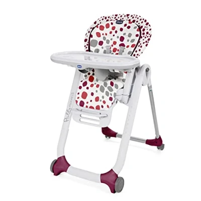 Immagine di Chicco Polly Progres5 Seggiolone Pappa Regolabile per Bambini 0 Mesi 3 Anni (15 kg), Trasformabile in Rialzo Sedia Bambini, Reclinabile a Sdraietta, con 4 Ruote e Chiusura Compatta Cherry