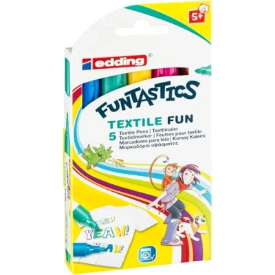 Immagine di Edding 4 17 5 Pennarelli per tessuti Funtastics, punta 2 mm, confezione da pezzi, colori assortiti