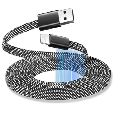 Immagine di Magtame Cavo Lightning magnetico coiled 1,5 m MFi Certified USB A Phone Caricabatterie Ricarica Rapida Flat Tangle Free Intrecciato Compatibile con 14 13 12 11 Pro Max XR XS X 8