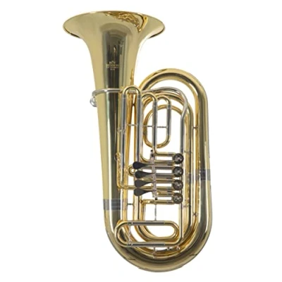 Immagine di Roy Benson BBb Tuba TB 202 (strumento professionale in ottone basso, con leadpipe alpacca, 4 valvole a cilindro, unità di pressione giunti sfera, custodia sagomata multifunzionale)