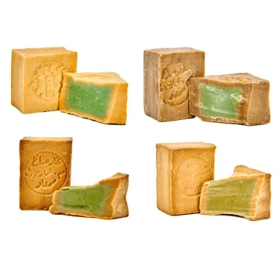 Immagine di Carenesse sapone di Aleppo Pacchetto 4 x 200 g, saponi con premio TOP: 1 , 2 3 e 6 posto, contenuto olio alloro 5%, 15%, 20%, 40% naturale fatto a mano