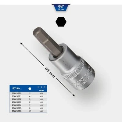 Immagine di BRILLIANT TOOLS BT021871 Bussola a inserto con esagono incassato 3/8&quot;, 4 mm [Powered by KS TOOLS]