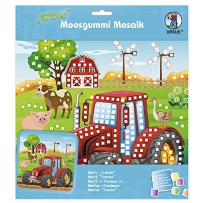 Immagine di Ursus Fahrzeug Glitter, Immagine a Mosaico Trattore, Set Fai da Te per Un Adesivo in Gomma espansa, Circa 25 x cm con Supporto, Multicolore, 8420017