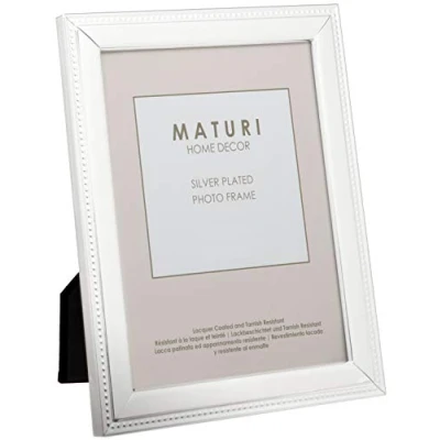 Immagine di Maturi Cornice per foto placcata in argento Finitura bordo perlato 10 x 15 cm