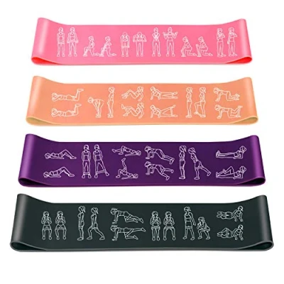 Immagine di Amonax Elastici Fitness (Set di 4), Bande Resistenza con 4 Livelli Resistenza, Fasce Elastiche per Crossfit, Yoga, Pilates, Allenamento Forza