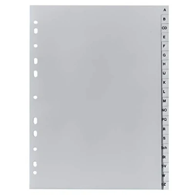 Immagine di Exacompta Ref. 1720B 1 Divisori stampati in PP riciclato Grigio A Z (alfabeto tedesco) 20 posizioni A4