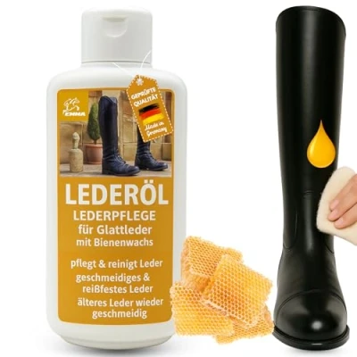 Immagine di Olio per Pelle I Grasso incolore Sella liscia l Balsamo Detergente Cera d&#039;api Cura della Divano Auto Scarpe 500ml