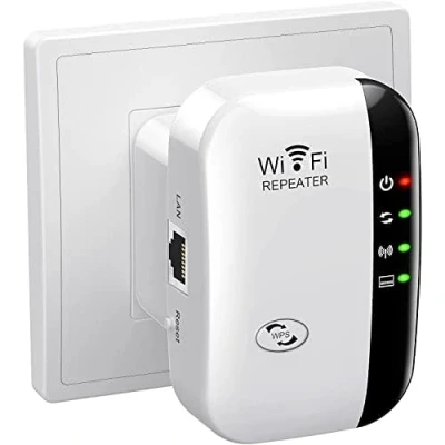 Immagine di Ripetitore WiFi, estensore di segnale WiFi con modalità ripetitore/AP, portata fino a 4.000 piedi quadrati, lungo raggio porta Ethernet per connettere tutti i dispositivi WLAN