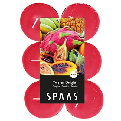 Immagine di Spaas 12 maxi lumini profumati, Cera di paraffina, tazza in alluminio, Rosso vero., D 58 mm x H 24