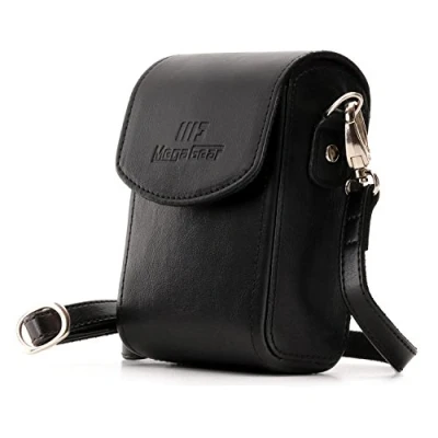 Immagine di MegaGear MG700 Custodia in finta pelle per Fotocamera con Tracolla compatibilie Panasonic Lumix DC TZ95, TZ90, DMC LX15, TZ80, TZ100 Nero