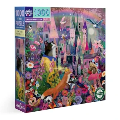 Immagine di eeBoo Cat And The Castle Puzzle 1000 pezzi su un gatto e castello con dettagli affascinanti Puzle In Cartone Reyclé PZTCAC