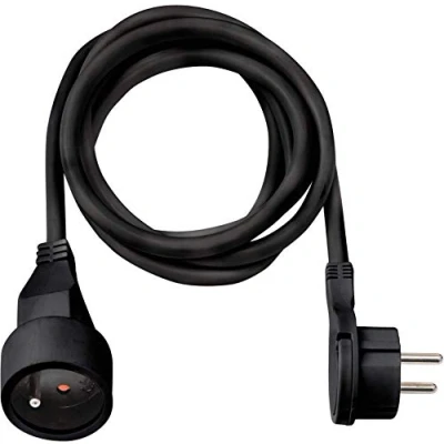 Immagine di Brennenstuhl Prolunga 5 m con spina piatta (IP20, H05VV F 3G1,5, anello pieghevole per scollegarlo facilmente), colore: nero