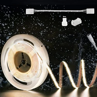 Immagine di PAUTIX Strisce LED COB Bianco 4000K DC24V,6M 504LEDs/M Luce di Nastro impermeabile Ip65,illuminazione domestica faidate con Connettore pannocchia da 8mm (alimentatore non incluso)