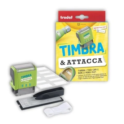 Immagine di Trodat Timbra &amp; Attacca, Set Componibile per Tessuti, Serie di Caratteri e Numeri, Pinzetta, Etichette Nastro Termoadesivo, Contrassegnare Vestiti Oggetti