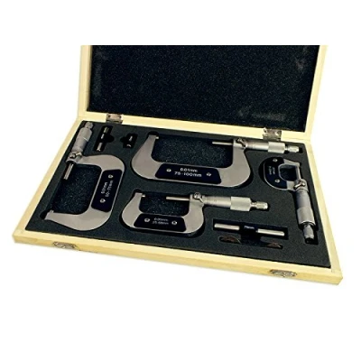 Immagine di MICROMETRI PER ESTERNI IN SET 4 PZ DA 0 100 mm. SOGI MICROMETRO CENTESIMALE ASSORTIMENTO MIC