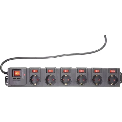 Immagine di Renkforce RF 3313344 Multipresa con protezione da sovratensioni Nero Schuko 1 pz.