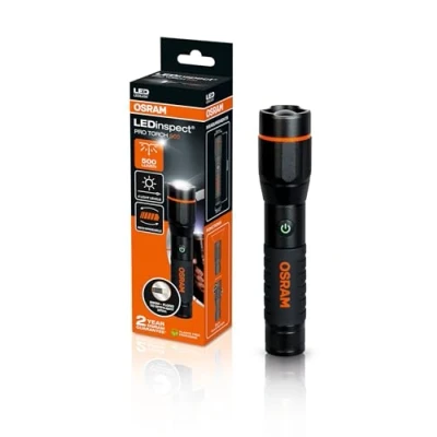 Immagine di OSRAM LEDinspect PRO TORCH 500, torcia di ispezione a LED ricaricabile, funzione zoom, luminosità 500lm, 6000K, 4 modalità illuminazione