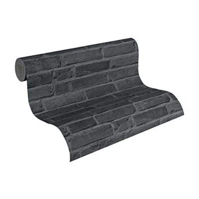 Immagine di A.S. Création Carta da parati Mattoni Elements tessuto non 10.05 m x 0.53 Nero Grigio Prodotto in Germania 942833 94283 3