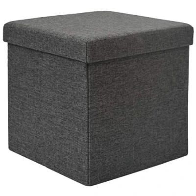 Immagine di DuneDesign Poggiapiedi a cubo 38cm apribile Contenitore Sgabello Quadrato Imbottito Pieghevole Pouf con vano per riporre Oggetti Contiene 42L Grigio