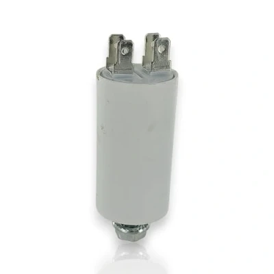Immagine di DEKAROX condensatore universale 6,3µF 450 V Ø30 x 57 mm con bande AMP da 6,3 mm, vite di fissaggio M8 CBB60, avviamento e funzionamento per elettrodomestici