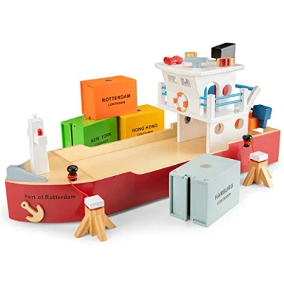 Immagine di New Classic Toys Container Ship with 4 containers, Multicolore, Nave Cargo, 10900