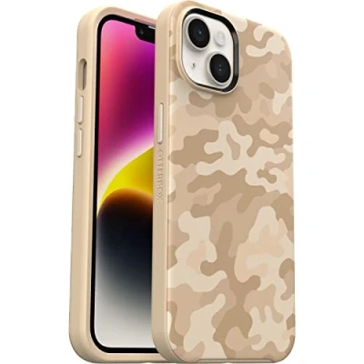 Immagine di OtterBox Cover per iPhone 14/iPhone 13, Symmetry+ con MagSafe, resistente a shock e cadute fino 2 metri, sottile, testata 3x vs le norme MIL STD 810G, SAND STORM CAMO
