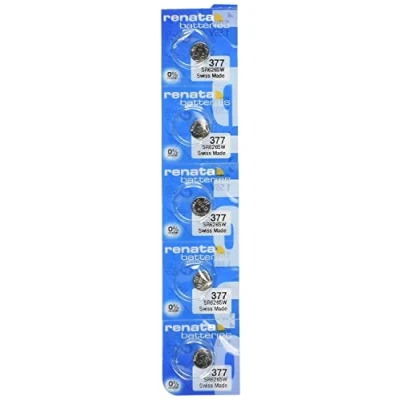 Immagine di Renata 377 SR626SW SR626 AG4 LR626 Batterie elettroniche senza ossido di argento, mercurio, confezione da 5