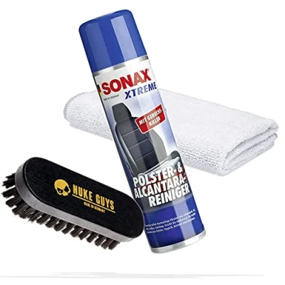 Immagine di detailmate Set per la pulizia e cura di pelle, tappezzeria tessuti Sonax Xtreme detergente 0,4 l + spazzola Nuke Guys S panno in microfibra