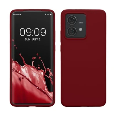 Immagine di kwmobile Cover per Motorola Edge 40 Neo Custodia Back Case Smartphone in Silicone TPU Protezione Gommata rosso rabarbaro