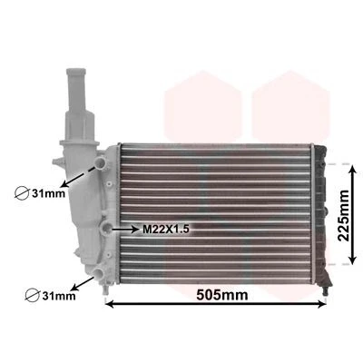 Immagine di VAN WEZEL 17002138 Radiatore motore Alluminio 435 322 23 Alette di raffreddamento montate meccanicamente FIAT: Punto I Hatchback
