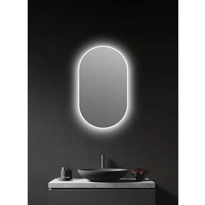Immagine di Talos specchio a LED ovale, bianco, 45 x 75 cm, adatto per ambienti umidi, il vostro bagno, da parete con luce perimetrale, cornice in alluminio di alta qualità