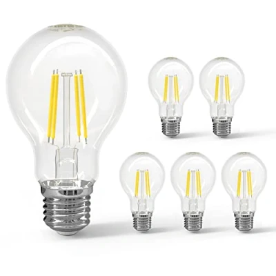 Immagine di Aigostar Filamento Lampadine LED E27 6W Equivalenti a 58W, Luce Bianca 6500K, 780Lm, A60 Stile Vintage, Non Dimmerabile, Pacco da 5 Pezzi