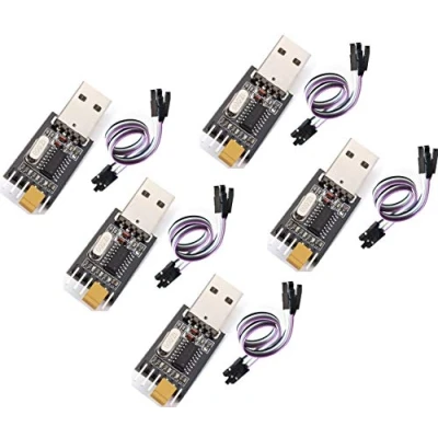 Immagine di TECNOIOT 5pcs USB to TTL Converter UART module CH340G CH340 3.3V 5V Switch + Cable