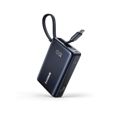 Immagine di Baseus Picogo Power Bank 10000mAh 45W con Cavo USB C Integrato, PD 3.0 QC 4+ Batterie Esterne 45 W, 2 e 1 A, per iPhone 16 15 14 pro max plus, MacBook, ipad, Galaxy S24 Ultra, airpods