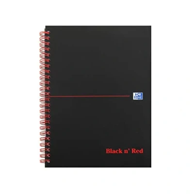 Immagine di Oxford 100080220 Black n&#039; Red, Taccuino Lucido con Copertina Rigida e Rilegatura a Spirale, Singolo, A5, Nero