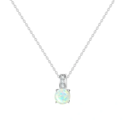 Immagine di KristLand 925 Argento Sterling Opale Collana Oro Bianco Placcato Pendente con Zirconia Catena in Regolabile Partito Compleanno Regalo di Festa Nozze per Le Donne Ragazze