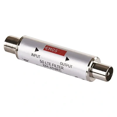 Immagine di EMOS LTE/4G/5G Filtro di bloccaggio, portata fino a 694 MHz, passaggio DC, 1,6 x 6,8 cm, connettore coassiale, J5712, colore: Argento
