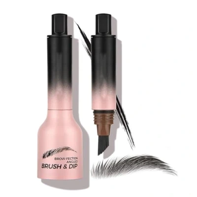 Immagine di Liquid Eyebrow Brush and Dip, Brow Fection Angled &amp; Liner with Brush, Pencil Waterproof Smudge Proof, For Eyebrows, Sideburns Beard (Grayblack)